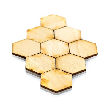 ZNACZNIKI DREWNIANE HEX NATURALNE 25 MM (10 SZTUK)