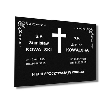 TABLICA NAGROBNA CZARNY MAT NAGROBKOWA 30X20CM ALUMINIUM wzór 1-4 zm DUŻA