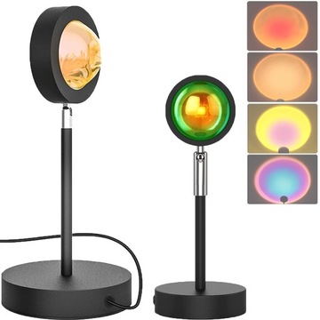 LAMPA NOCNA PROJEKCYJNA SUNSET ZACHÓD SŁOŃCA LED LAMPKA 9 KOLORÓW ZMIANY