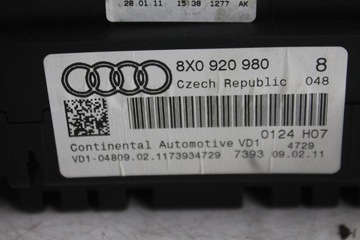 PŘÍSTROJOVÁ DESKA BUDÍKY 8X0920980 AUDI A1 1.4 TFSI UK