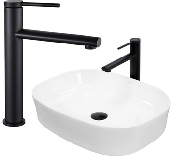 Umywalka Nablatowa Angie Rea + Bateria Oval Black