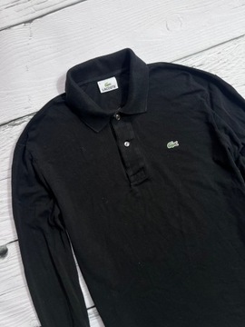 LACOSTE CZARNA BLUZKA MĘSKA Z KOŁNIERZYKIEM LONGSLEEVE PREMIUM