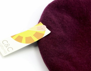 $24 C&C California Beret damski 56-59cm BURGUNDOWY