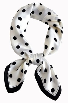 APASZKA DAMSKA chustka GAWROSZKA BANDANA biało czarna w groszki grochy