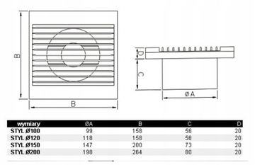 Струнный вентилятор STYL 120 WP