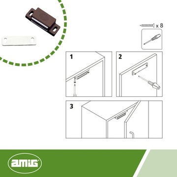 Zatrzask meblowy magnetyczny pojedynczy Brązowy 43x15 mm