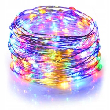 LAMPKI DRUCIKI 50 LED ŚWIATEŁKA NA BATERIE MULTIKOLOR KOLOROWE ŚWIATŁO