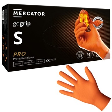 Rękawiczki MERCATOR GOGRIP NITRYLOWE orange POMARAŃCZOWE 50 szt. rozmiar S