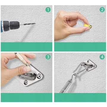 ZESTAW OSPRZĘTU DO MONTAŻU ŻAGLI PRZECIWSŁONECZNYCH STAL NIERDZEWNA