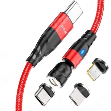 KABEL DO TELEFONU MAGNETYCZNY LAPTOPA SZYBKIE ŁADOWANIE USB C PD 100 W 5A