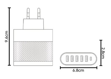 SZYBKA ŁADOWARKA SIECIOWA USB 65W QC3.0 6-PORTÓW