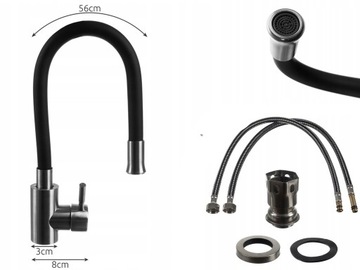 Смеситель для кухни Черный смеситель с изливом и гибким изливом для раковины
