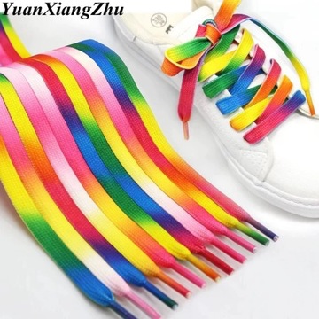 1Pair Colorful Shoelaces Rainbow Gradient Flat Shoe laces For Canvas