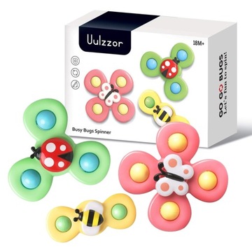 SPINER FIDGET SPINNER ZABAWKA SENSORYCZNA GRZECHOTKA DO KĄPIELI ZESTAW