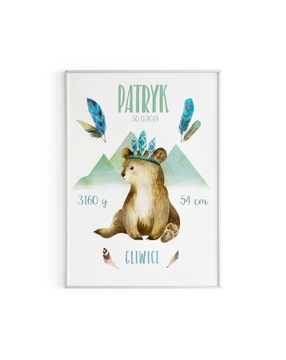 Metryczka motyw leśny + ramka