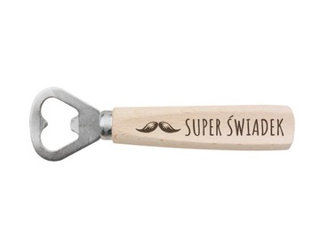 Otwieracz do butelek drewniany Super Świadek ślub
