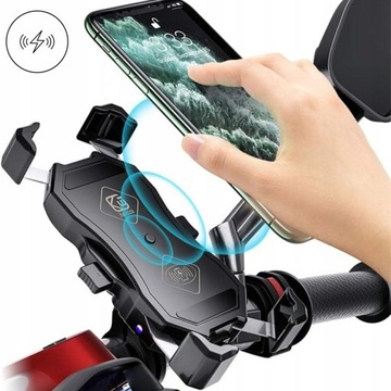 Uchwyt motocyklowy Kewig z ładowarką indukcyjną QI 15W, na telefon na rower