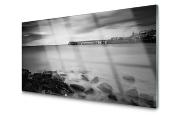 Panel szklany Płytka Morze Czarno-Białe 120x60