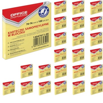 Karteczki OFFICE PRODUCTS ECO 76x76mm 100k żółte