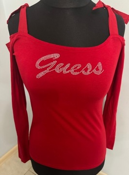 Guess sexi markowa damska bluzka r. M/L czerwona, cyrkonie, extra stan