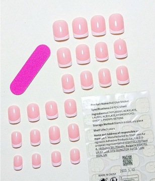 PRESS ON NAILS TIPSY 24 классический ФРАНЦУЗСКИЙ маникюр
