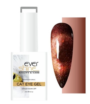 CAT EYE LAKIER HYBRYDOWY czerwony z drobinkami magnetyczny EverShine 15ml