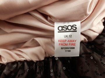 ASOS satynowa SUKIENKA z siateczką CEKINY _ 40 L