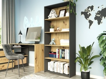 КНИЖНЫЙ ШКАФ 80 СМ ПОЛКА ШКАФ ДЛЯ КНИГ АНТРАЦИТОВЫЙ MIX ARTISAN