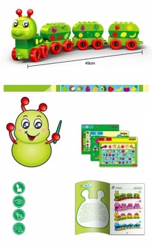 БОЛЬШИЕ БЛОКИ ПОЕЗД ABC ИГРА СЕНСОРНАЯ ОБРАЗОВАТЕЛЬНАЯ МОНТЕССОРИ ПАЗЛ 49 СМ