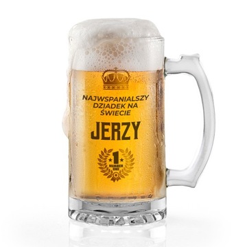 KUFEL szklany NA PIWO PREZENT DZIEŃ DZIADKA + PERSONALIZACJA dowolne IMIĘ