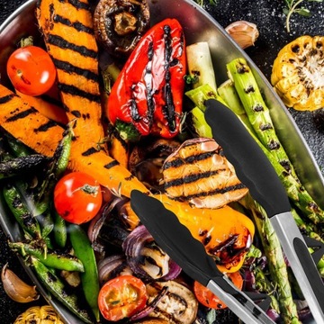 Кухонные вращающиеся щипцы для сервировки салата, нержавеющая сталь, силикон, 27 см