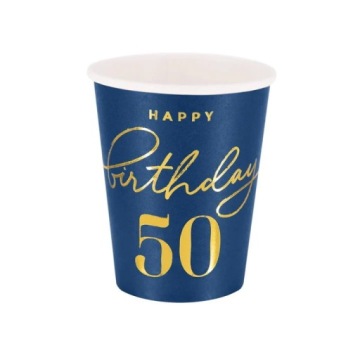Кружка Happy Birthday 50 темно-синій декорація день народження 220 мл 6 шт. PP