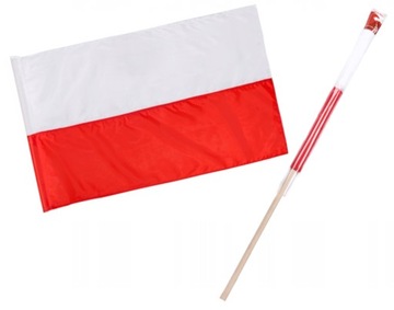 FLAGA POLSKI 112 X 70 ZESTAW KIJ NA PROTEST STRAJK