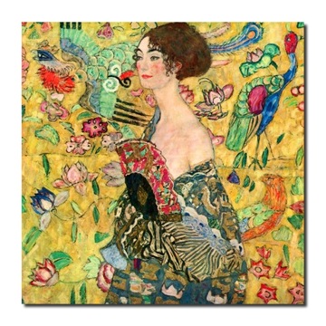 obraz GUSTAV KLIMT Kobieta z wachlarzem 100x100cm