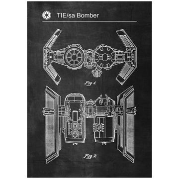 Plakat Star Wars Retro TIE Bomber Schemat Patent