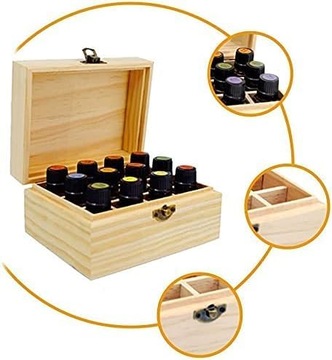 12 przegródek drewniane etui na olejki eteryczne, lakier do paznokci aromat