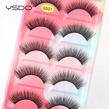 YSDO 5 Pairs Eyelashes Natural Long 3D Mink L