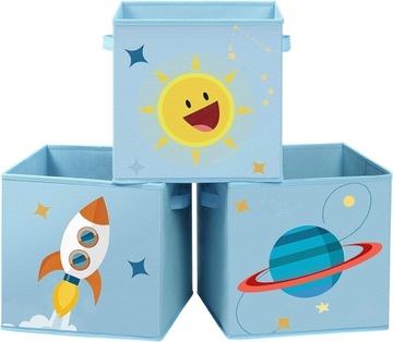 ZESTAW 3x PUDEŁKO NA ZABAWKI DUŻY ORGANIZER dla DZIECI do Pokoju 30 x 30CM