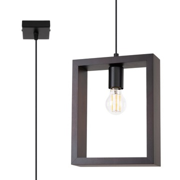 Lampa wisząca PANA wenge skandynawski kwadratowy zwis sufitowy do jadalni