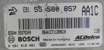 55580857 OPEL ASTRA J IV 1.3 JEDNOTKA ŘÍZENÍ