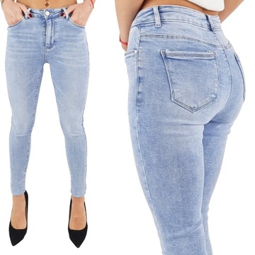 M. Sara - Premium City - Jeansy spodnie damskie Rurki Skinny - Blue