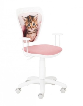 FOTEL OBROTOWY MINISTYLE WHITE BIAŁE KOTEK W KOCU RÓŻOWY PASTEL