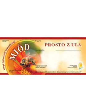 Etykieta naklejka na miód 116x50 PROSTO Z ULA E92