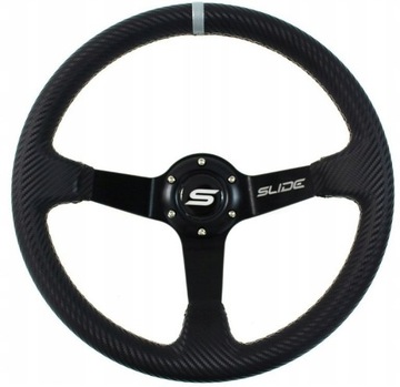 SLIDE KIEROWNICA SPORTOWA 35-cm TUNINGOWA CARBON SZARY PASEK + NABA BMW E36
