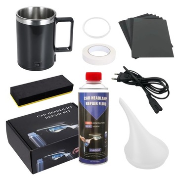 ZESTAW DO REGENERACJI NAPRAWY REFLEKTORÓW LAMP Czajnik Czajniczek Płyn 500g