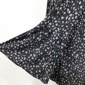H&M bluzka print wzór rozszerzane rękawy falbanki oversize babydoll kwiatki