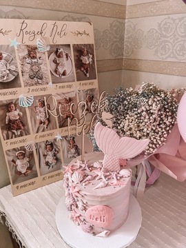 Доска-рамка годовалая с фотографиями первого года жизни.