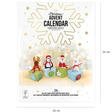 KALENDARZ adwentowy DIY miś MIKOŁAJ renifer x24