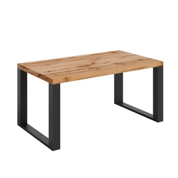 Ława prostokątna do salonu gruby blat dąb wotan nogi czarny mat 105x60