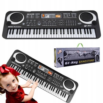 KEYBOARD ORGANY PIANINO DLA DZIECI ORGANKI ELEKTRYCZNE 61 KLAWISZY+MIKROFON